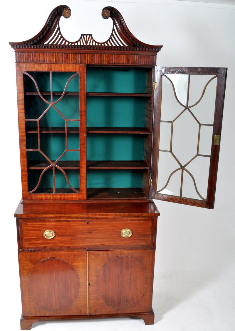 Historically Important Federal Period Inlaid Mahogany Secretary Bookcase by John Shaw of Annapolis, Circa 1795