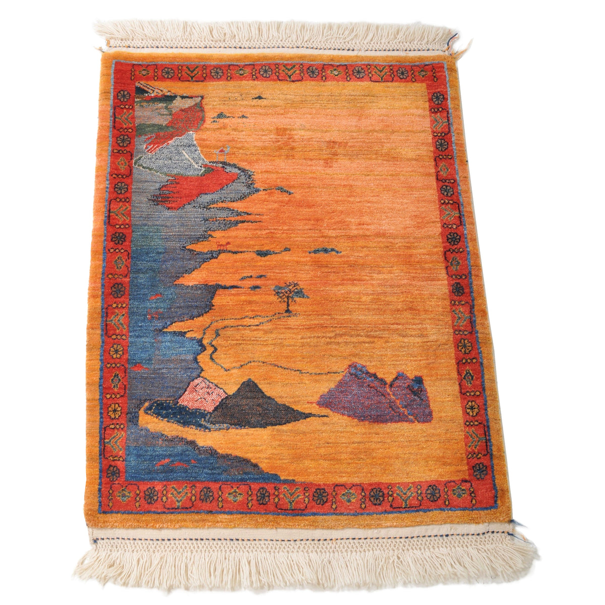Contemporary Persian Vegetable Dyed Gabbeh Rug
