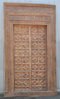 Antique 19th Century Indian Rajastani Carved Door & Frame