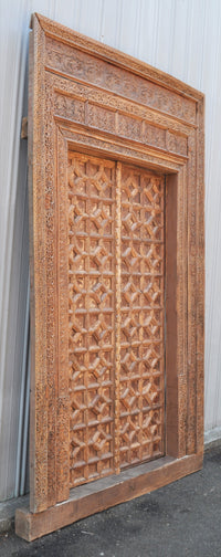 Antique 19th Century Indian Rajastani Carved Door & Frame