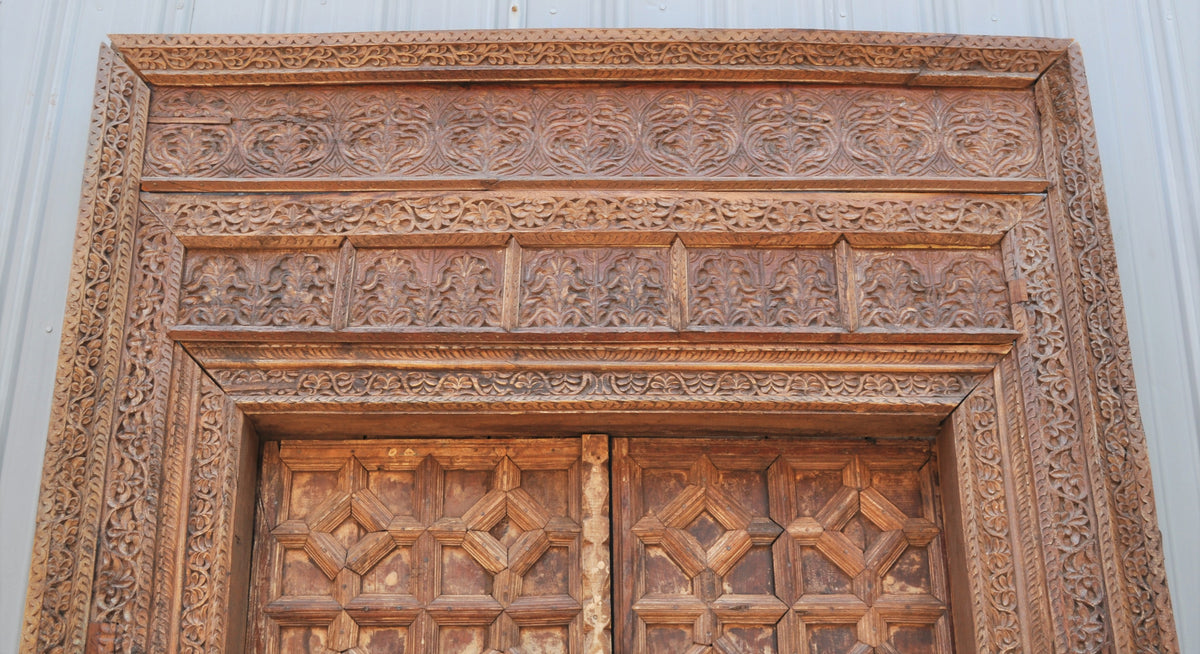Antique 19th Century Indian Rajastani Carved Door & Frame