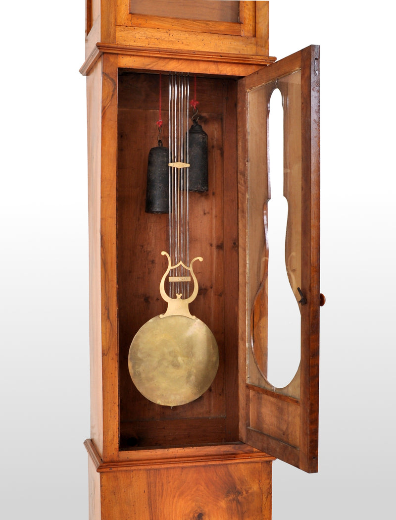 Antique French 8-Day Cherry Wood Longcase/Grandfather Comtoise Morbier Clock, circa 1820