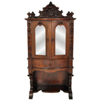 Antique American Renaissance Revival Carved Rosewood Music Cabinet, circa 1870