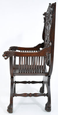 Antique American Robert Mitchell High Back Mahogany Arm Chair, Circa 1902