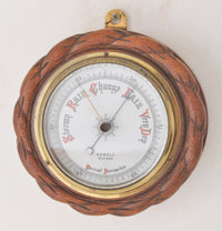 Antique English Oak Cased Aneroid Barometer, Circa 1900