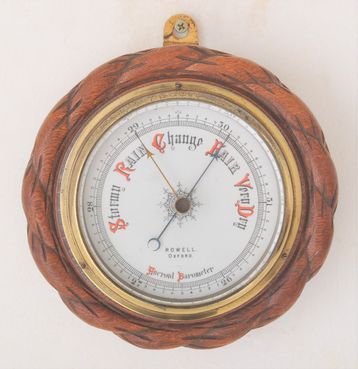 Antique English Oak Cased Aneroid Barometer, Circa 1900