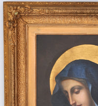 Antique 18th Century Italian Baroque Oil on Canvas of the Madonna, Circa 1720