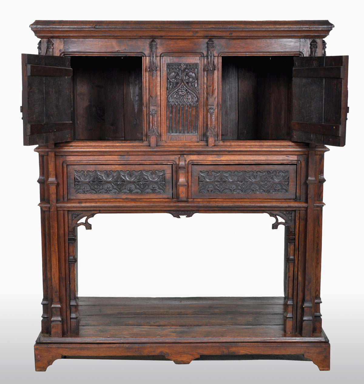 Antique French Gothic Oak Chalice Court / Cabinet / Sideboard, circa 1860