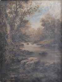 Antique American Oil on Canvas Landscape by Cordelia Kuemmel (1863-1938), 1888