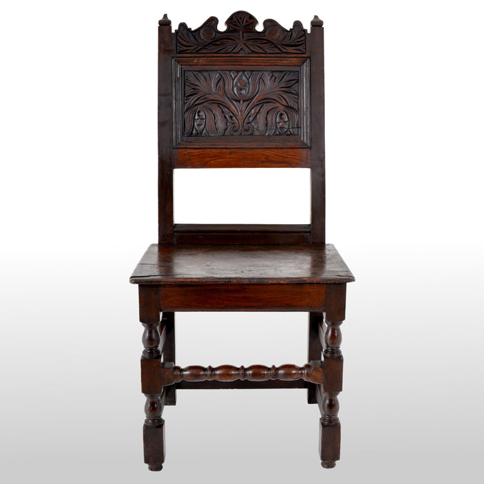 Antique 17th Century English Jacobean Carved Oak Joined Chair, circa 1640