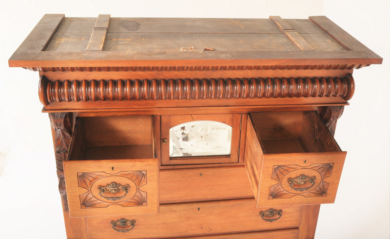 Antique Scottish Tall Walnut Chest of Drawers/Dresser, Circa 1870