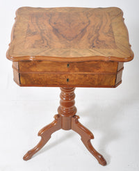 Antique American Walnut Pedestal Work/Sewing Table, Circa 1860