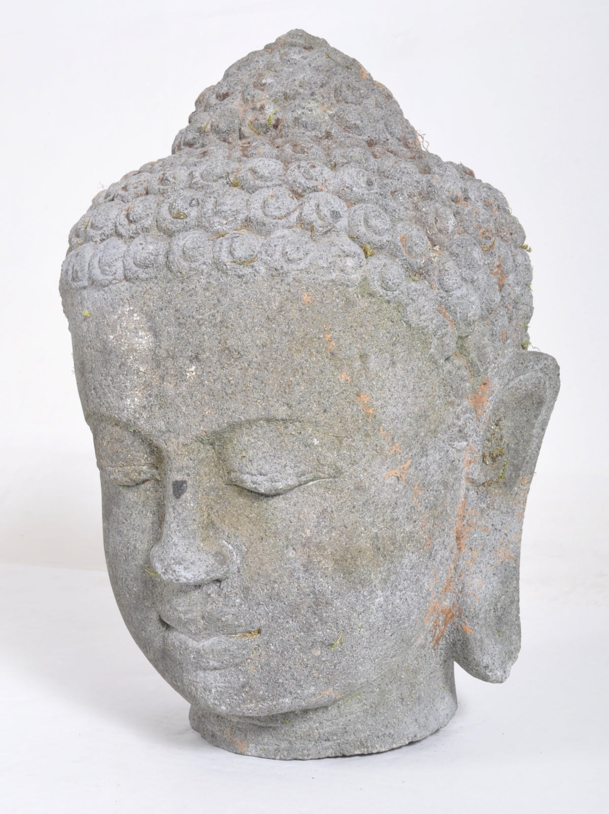 Antique 16th Century Chinese Ming Dynasty Carved Stone Head of Buddha Sculpture