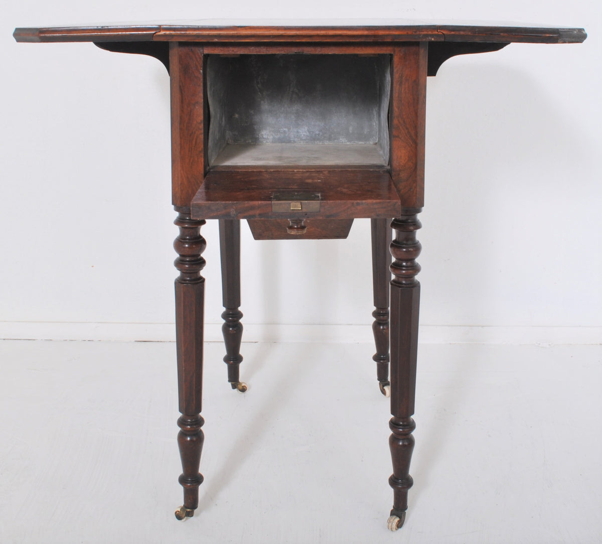 Antique Regency George III Rosewood Work/Sewing Drop Leaf Table, Circa 1820