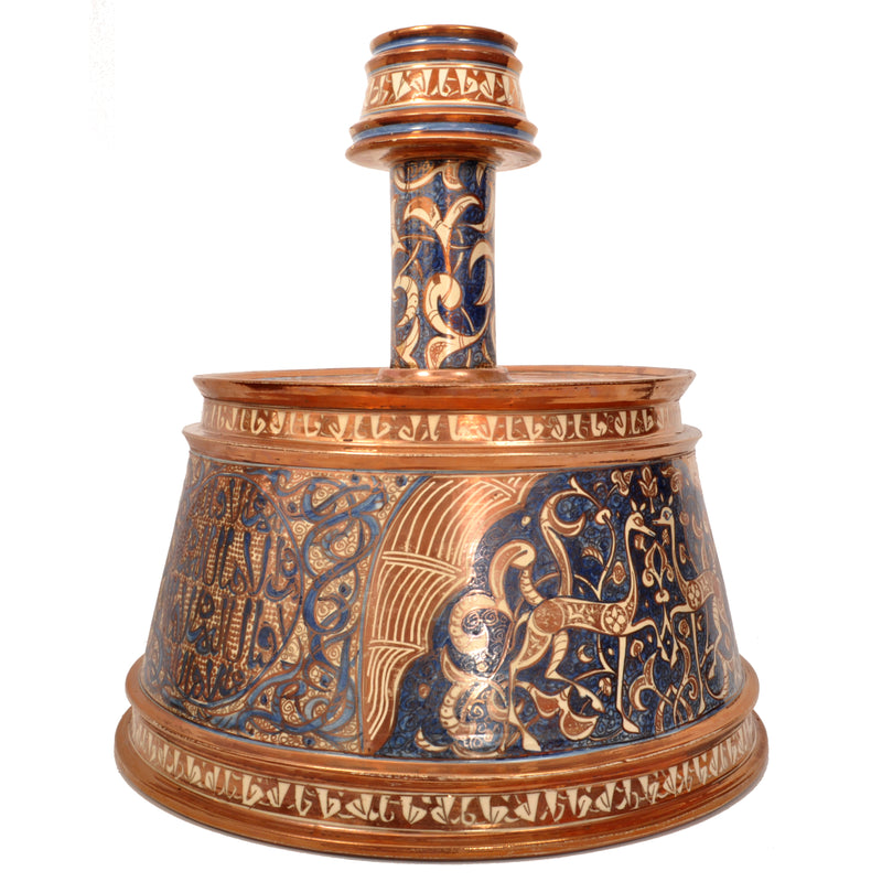 Antique Islamic Hispano Moresque Lustre Pottery Mamluk Nasrid Candlestick Circa 1870