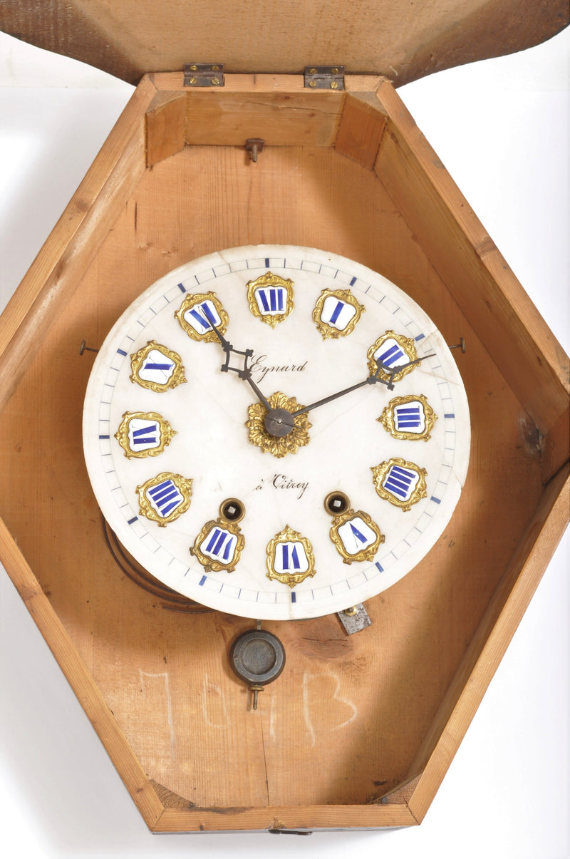 Antique French 8-Day Time and Strike Inlaid Wall Clock, by Eynard à Vitrey, Circa 1870