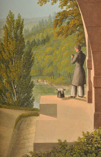 Large Antique Landscape Painting of Bergpark Wilhelmshöhe by Johann Heinrich Bleuler (Swiss, 1787-1857), 1826