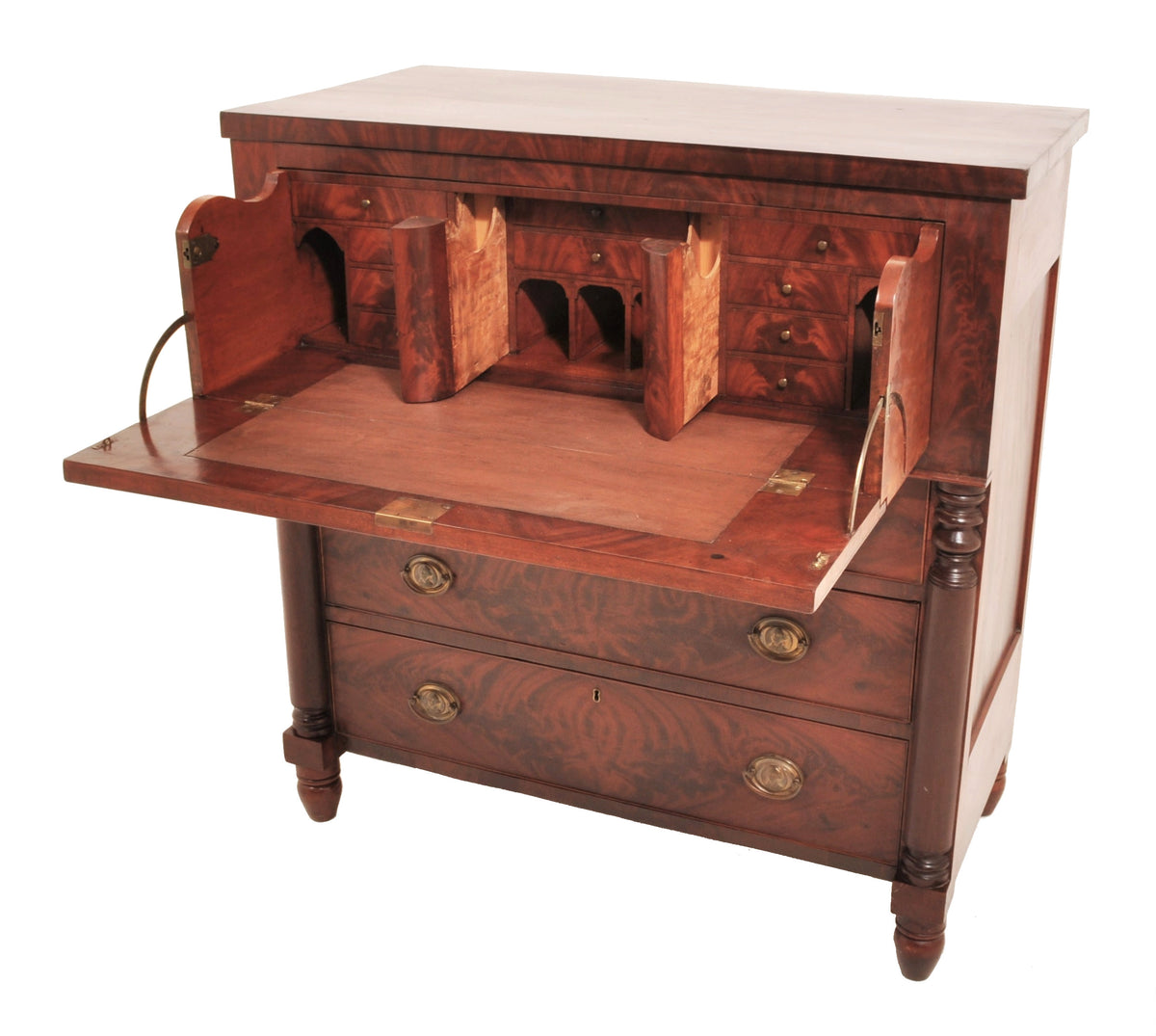 Antique American Mahogany Baltimore 'Butler's' Desk/Secretary Chest, Circa 1820