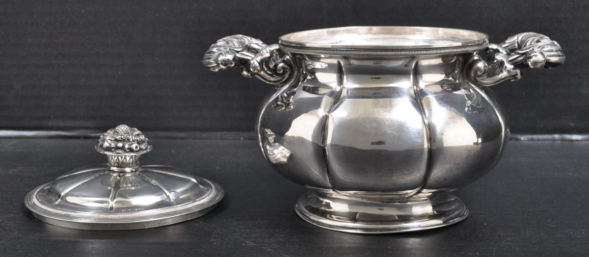 Antique French 950% Silver Sucrier/Sugar Bowl, Circa 1850
