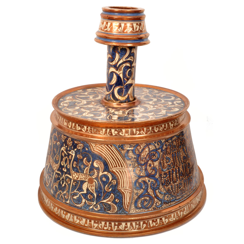 Antique Islamic Hispano Moresque Lustre Pottery Mamluk Nasrid Candlestick Circa 1870