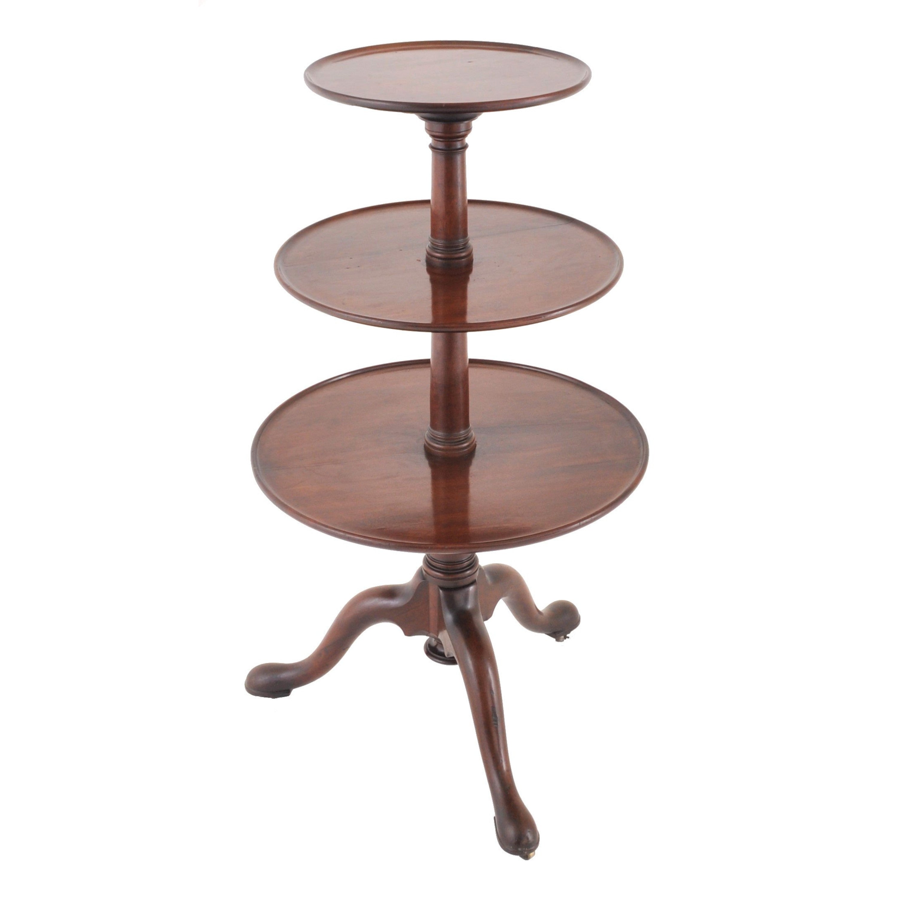 Antique George III Chippendale Mahogany 3-tier Dumb Waiter, Circa