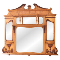 Antique American Neo-Classical Walnut & Ash Overmantel Mirror, circa 1870