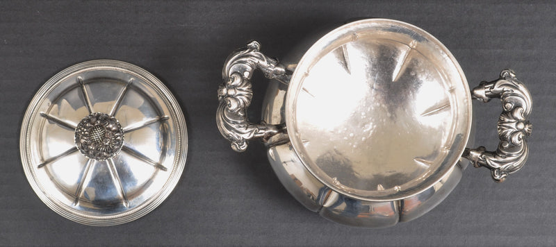 Antique French 950% Silver Sucrier/Sugar Bowl, Circa 1850