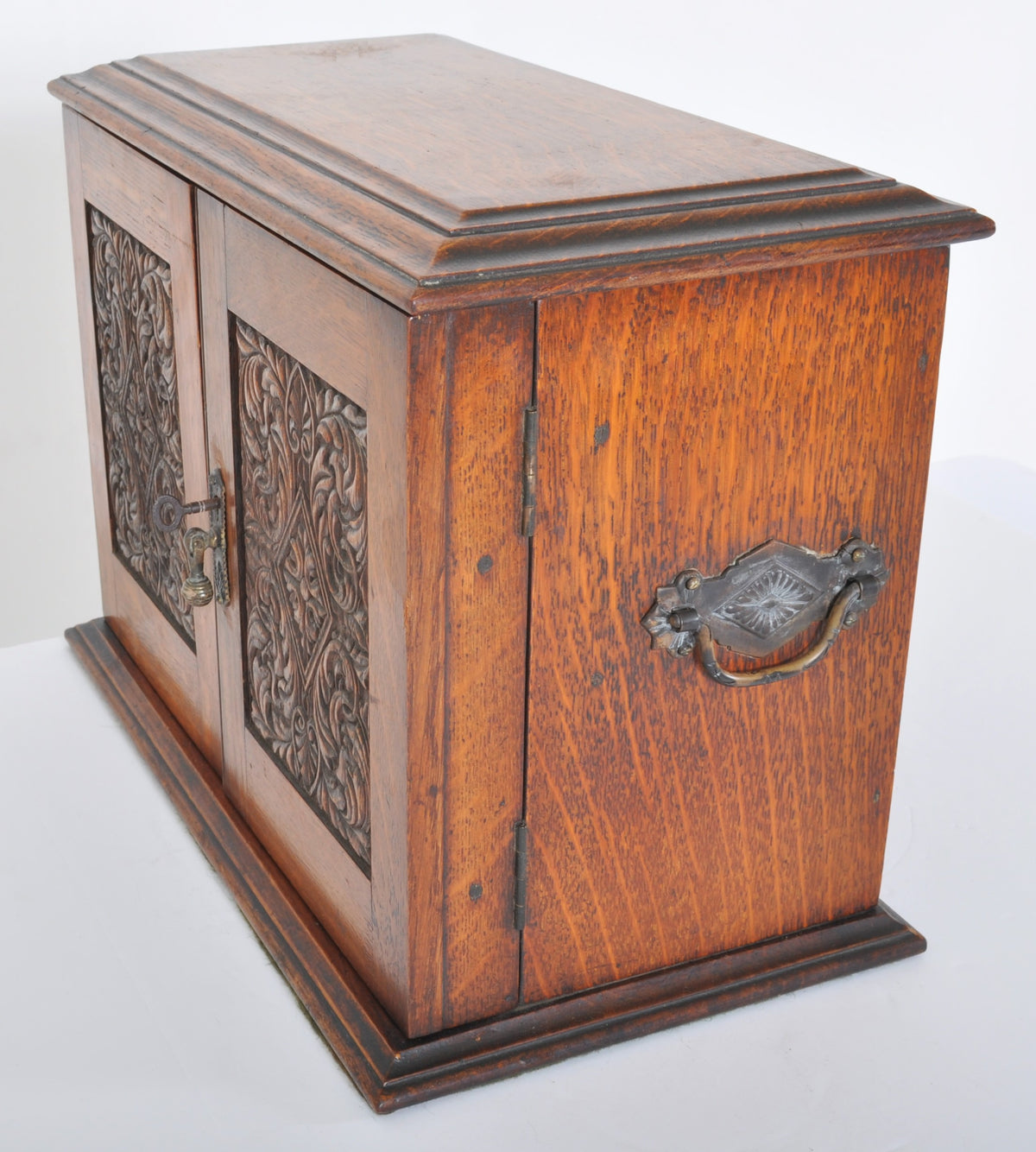 Antique Arts & Crafts Oak Crown Derby Humidor/Pipe/Tobacco Cabinet, Circa 1890