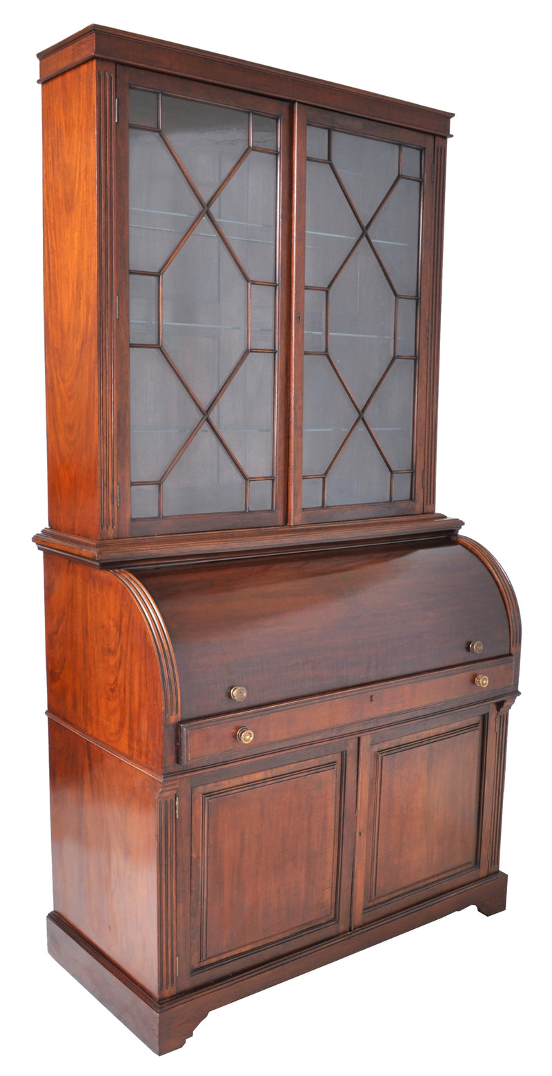 Fine Antique 19th Century George IV Mahogany Cylinder Bookcase / Secretary / Desk, Circa 1830