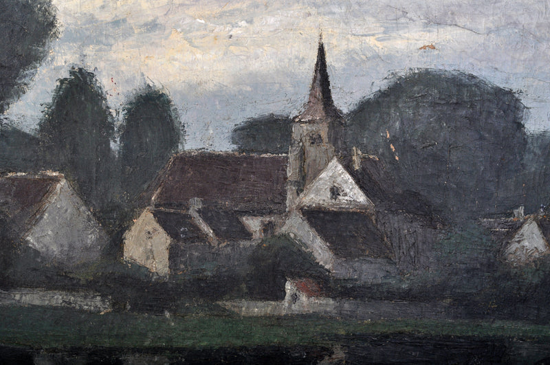 Antique French Post-Impressionist Landscape Oil Painting by Pierre Ladureau (1882-1975), Circa 1920