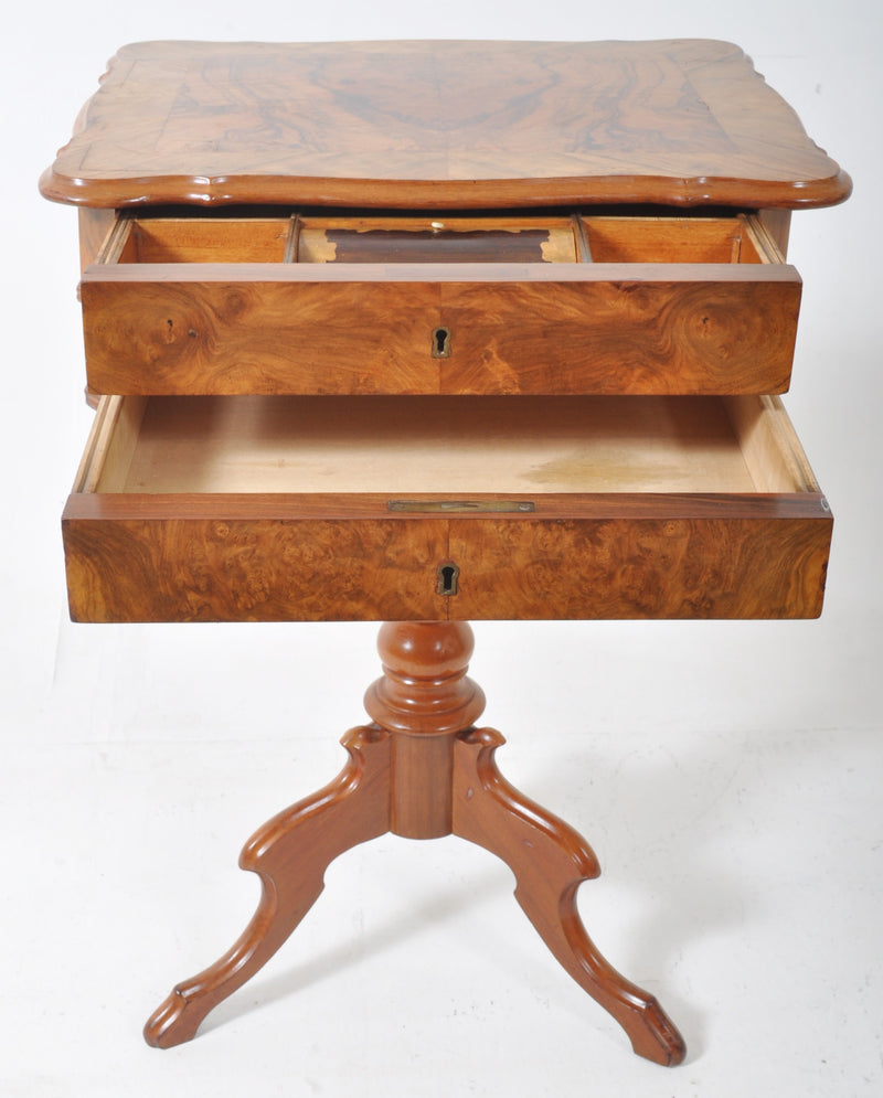 Antique American Walnut Pedestal Work/Sewing Table, Circa 1860