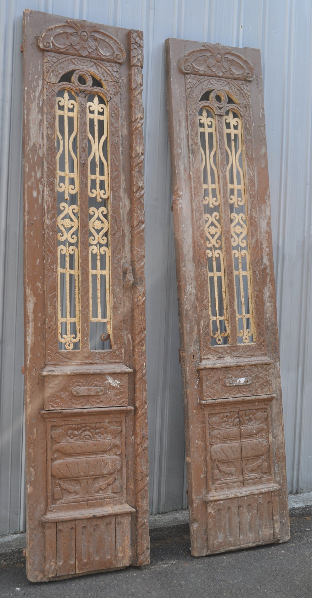 Monumental Pair of Antique Egyptian Paneled and Iron Doors, Circa 1880