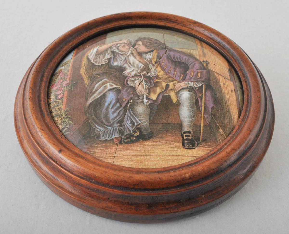 Antique Decorated Prattware Pot Lid, Circa 1870