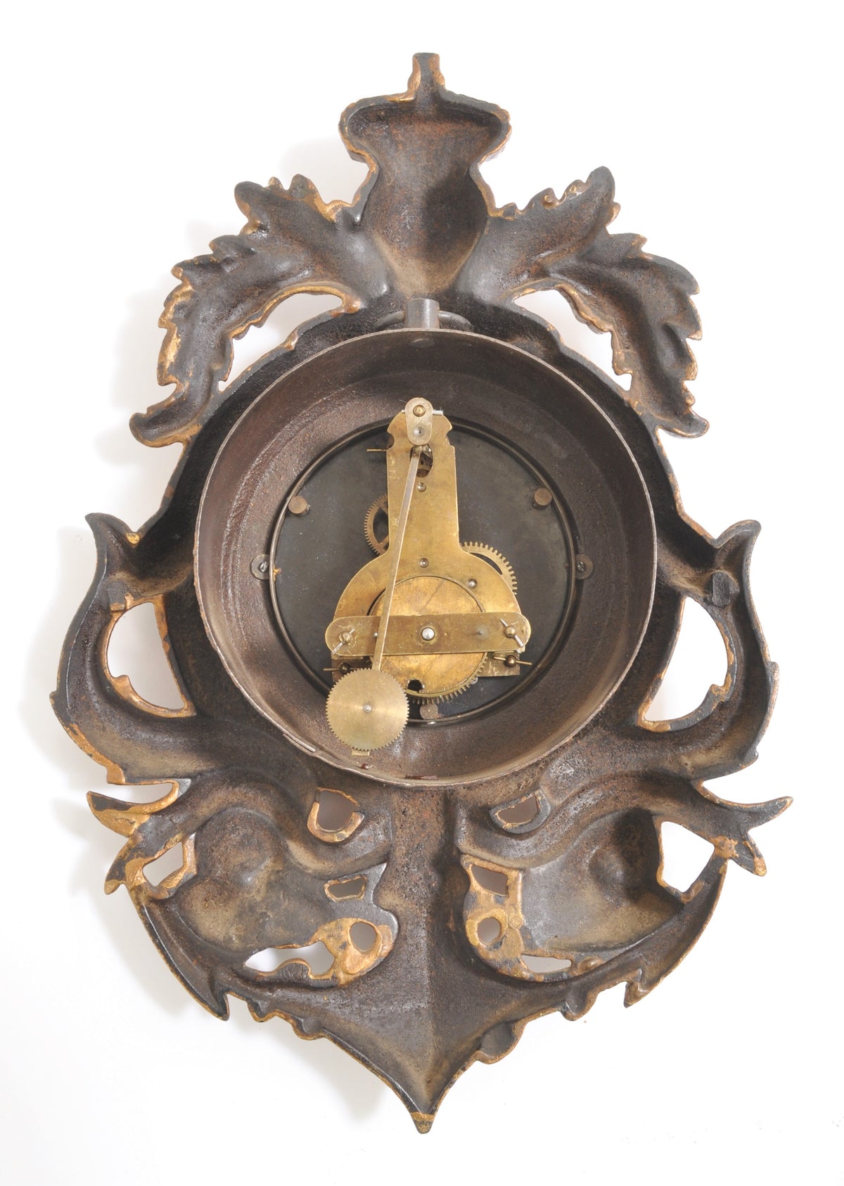 Antique 8-Day Cartel Wall Clock Royal Coat of Arms, Circa 1890