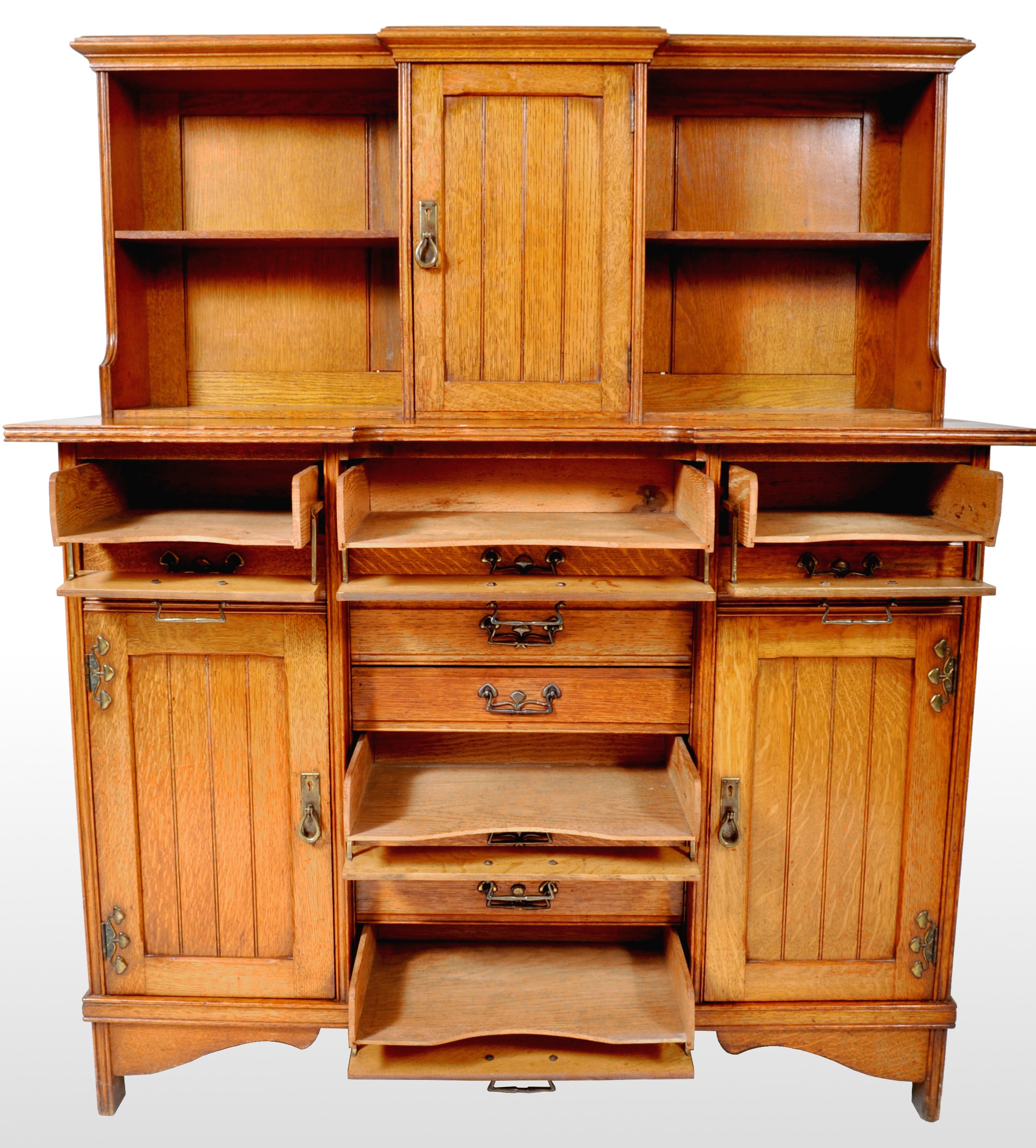 Antique Arts & Crafts Oak Sheet Music Cabinet, Circa 1890