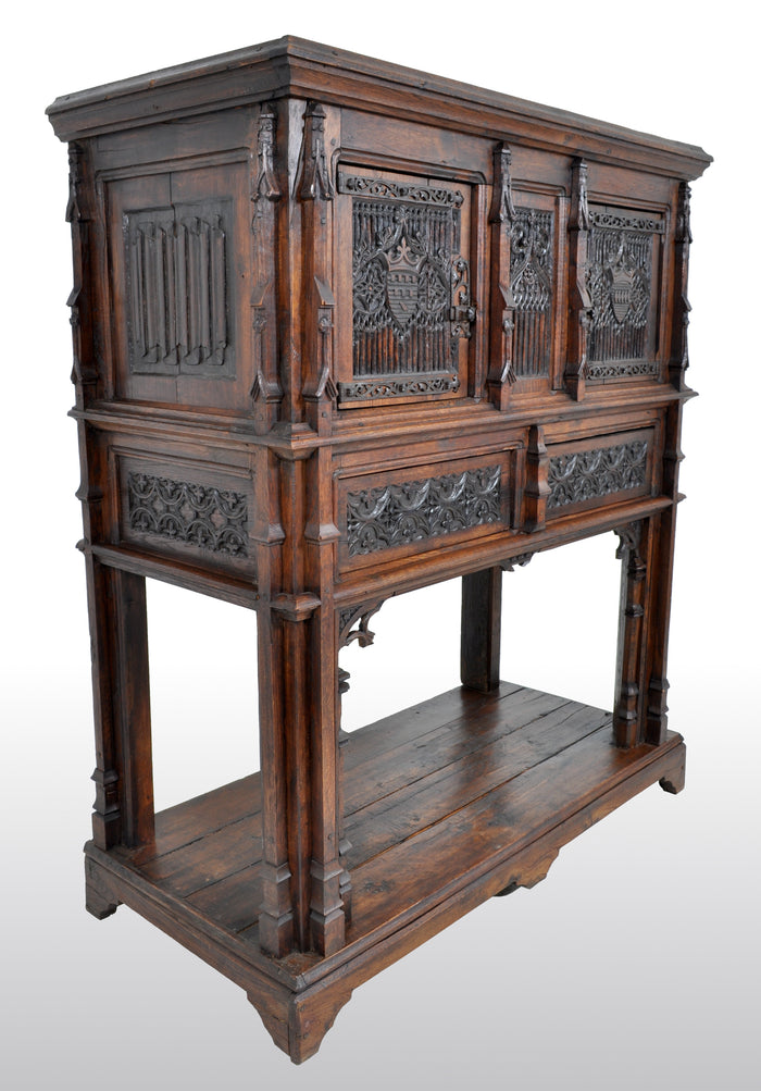 Antique French Gothic Oak Chalice Court / Cabinet / Sideboard, circa 1860