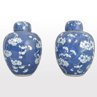 Pair of Antique 19th Century Kangxi Style Porcelain Lidded Ginger Jars, Circa 1850