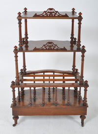 Antique English Burl Walnut Music Canterbury Whatnot, Circa 1870