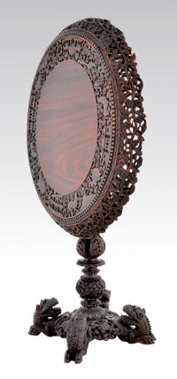 Antique 19th Century Anglo-Indian Carved Rosewood Tilt-Top Table, Circa 1870