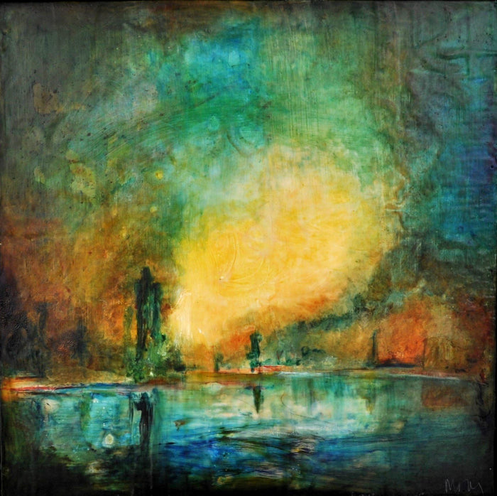 "New Orleans," Encaustic painting Pacific Northwest Oregon Molly Cliff Hilts (1958-2021)