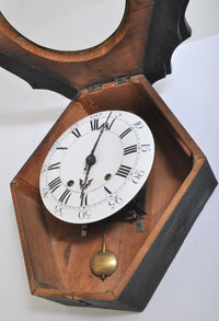 Antique French 8-Day Inlaid Wall Clock, Circa 1870