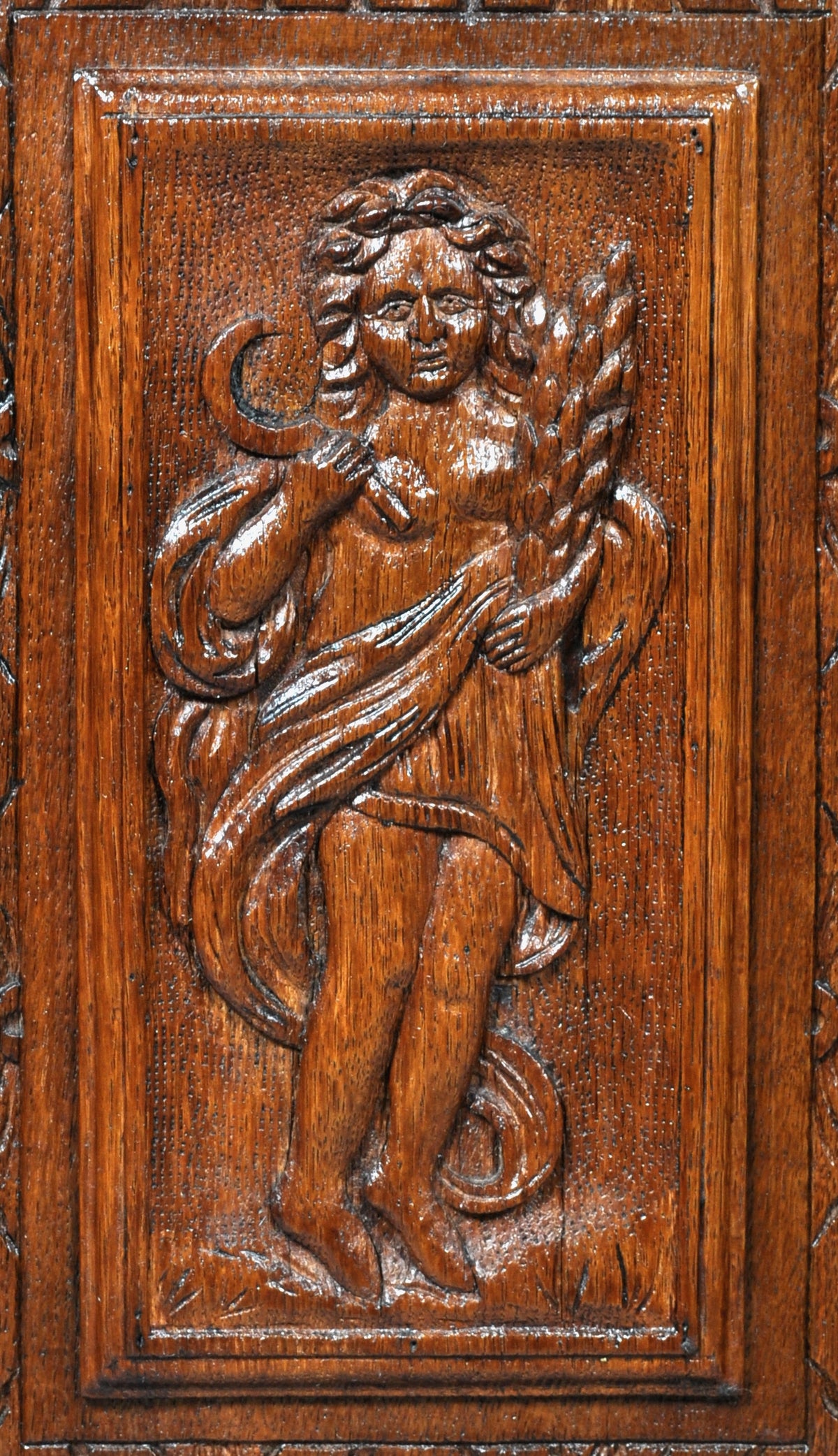 Antique French Baroque Carved Oak Corner Cabinet, circa 1780