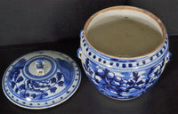 Antique Chinese Qing Dynasty Blue & White Lidded Bowl, Circa 1890