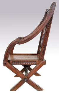 Antique Carved  English Gothic Revival Bishop's Throne Chair, A. W. Pugin, Circa 1855