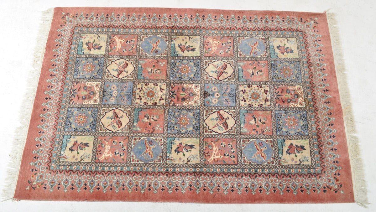 Hand-Woven Persian Tribal Rug with Garden Design