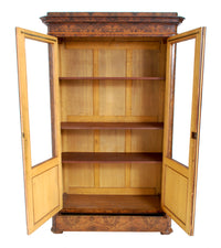 Antique French Louis Philippe Burl Walnut Bookcase / Cabinet, Circa 1830