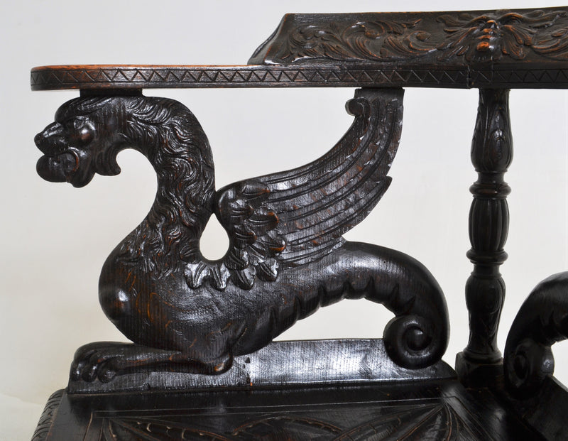 Antique Carved Italian Chair with Griffins, Circa 1880