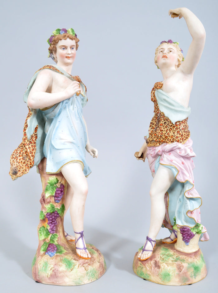 Fine and Large Pair of Antique Continental Porcelain Bisque Figurines of Adam and Eve, Circa 1870