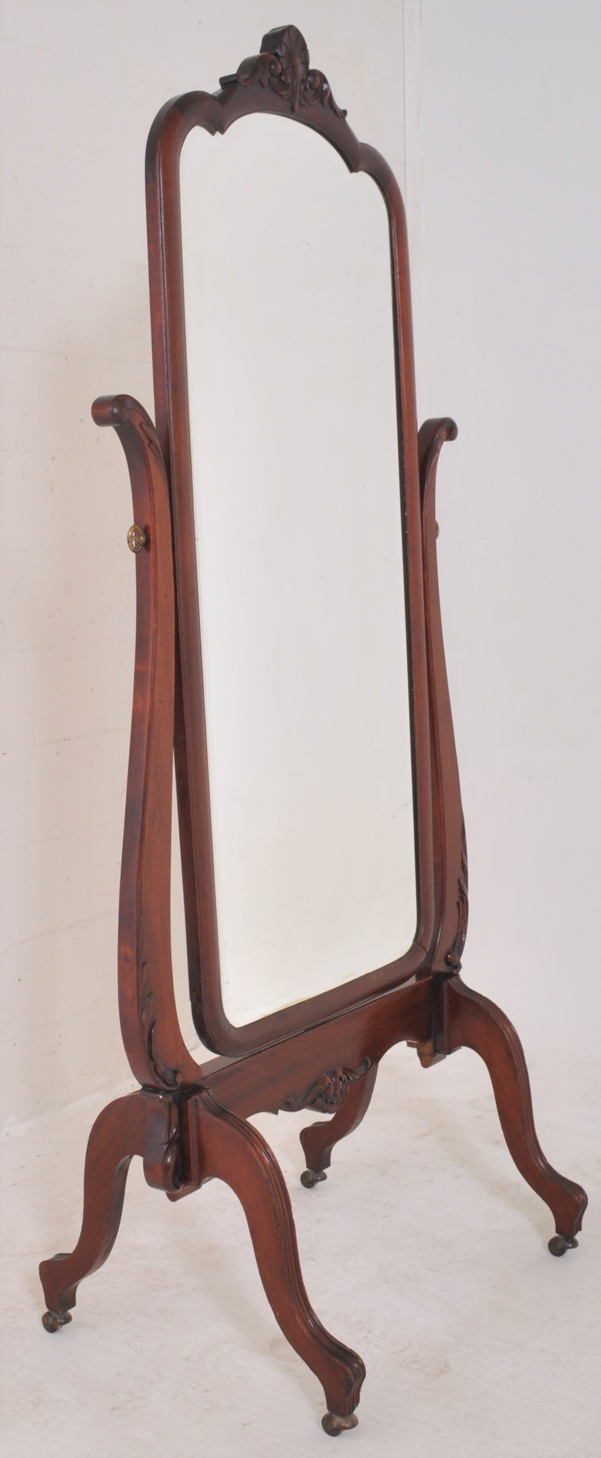 Antique Victorian Cheval Mahogany Swing Dressing Mirror, Circa 1890