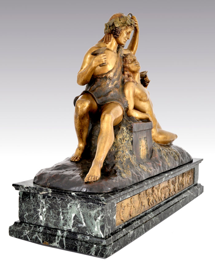 Antique French Art Deco Neo-Classical Bronze Figural Group, Joseph Descomps (1872-1948), Circa 1930